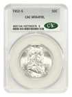 1952-S 50C CACG MS64FBL - Franklin Half Dollar