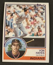 1983 Topps Von Hayes 2nd Year Baseball Card #325 Indians OF VG O/C