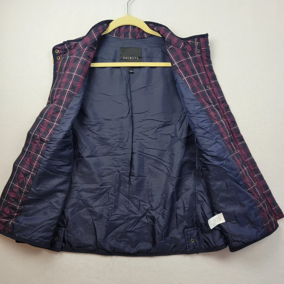 Chaqueta Chaleco Acolchado Talbots Rojo Negro Tartán Cuadros Pana Borde Talla XL Foto 2 de 4