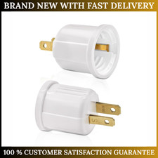 Outlet to Light Socket Adapter 2-Pack E26 E27 125V 660W Plug-in Bulb Holder