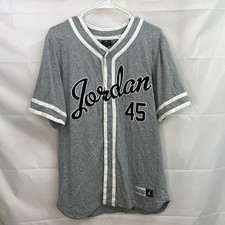 Nike Air Jordan IX 9 Barons vintage 45 y2k button embroidered baseball jersey L