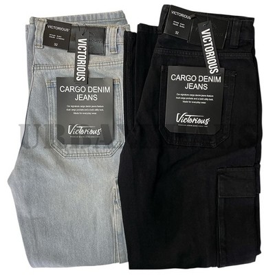 MEN'S BAGGY FIT HEAVY-WEIGHT CARGO DENIM JEANS (30 TO 44)