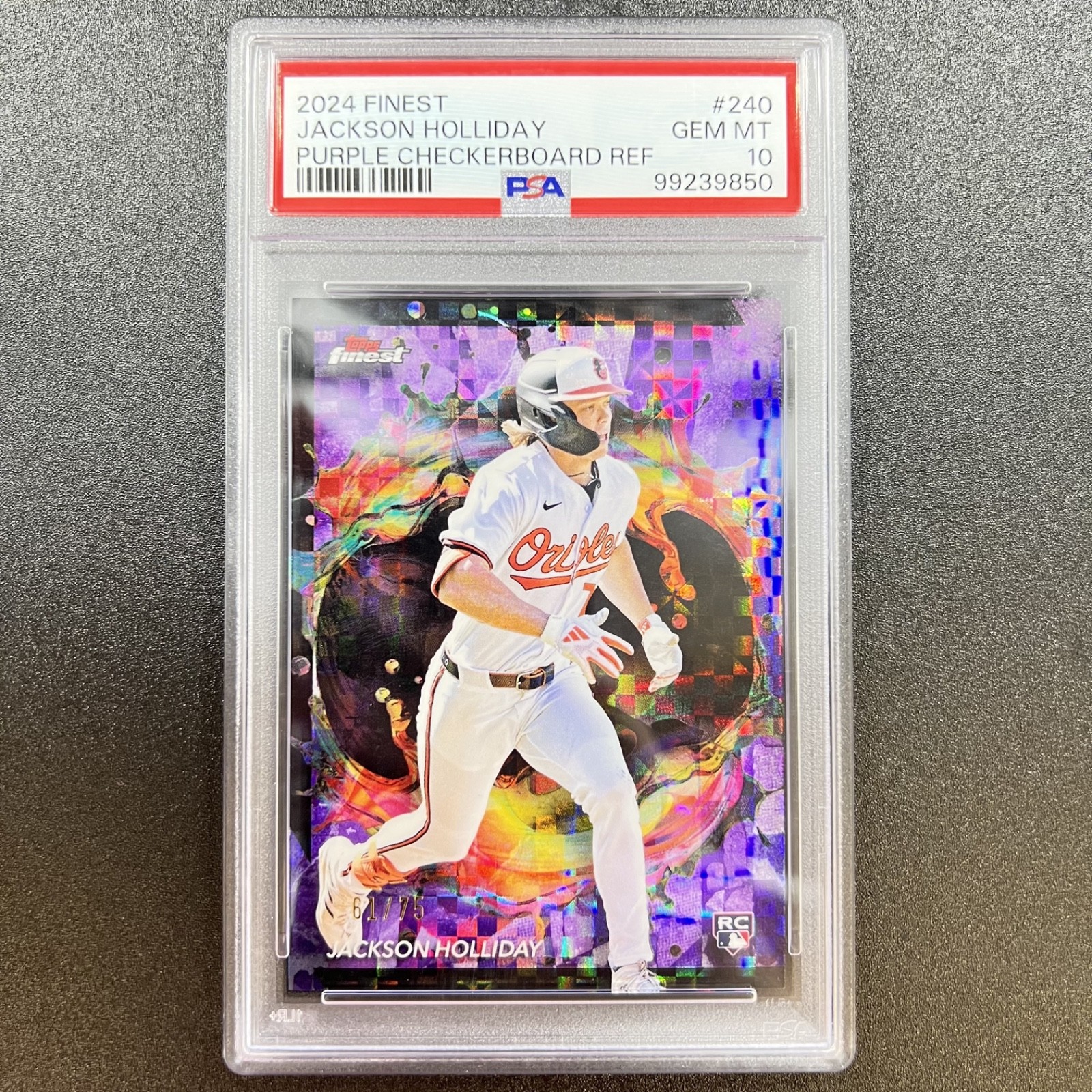 Jackson Holliday 61/75 RC Purple Checkerboard #240 PSA 10 2024 Topps Finest MLB