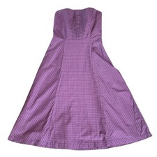 American Eagle Pink Plaid Strapless Fit Flare Dress Sz 0 Preppy Feminine EUC