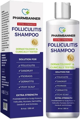 PHARMBANNER Folliculitis & Seborrheic Dermatitis Shampoo – Anti-Dandruff, Psoriasis & Itchy