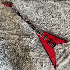 Electric Bass Guitar Mahogany Body  Neck 4 String Swall Tail V Shape Red Black