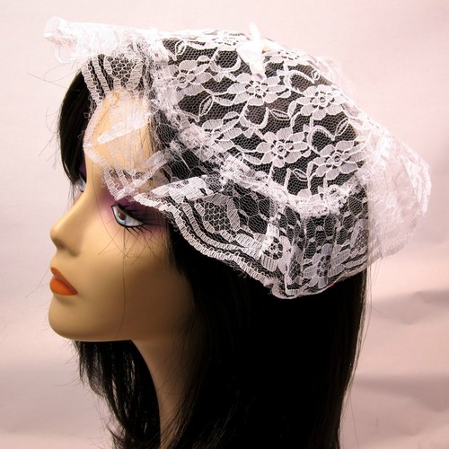 12" DIAMETER--Lace Christian Church Hat Chapel Prayer Cap Comb Aattached - Picture 2 of 13