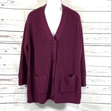Woman Within Cardigan Sweater Women's Plus Size 1X Long-Sleeve Burgundy NWOT