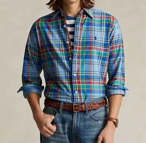 Polo Ralph Lauren Mens 3XLT Classic Fit Oxford Shirt Plaid w/ Blue Pony $138 NWT