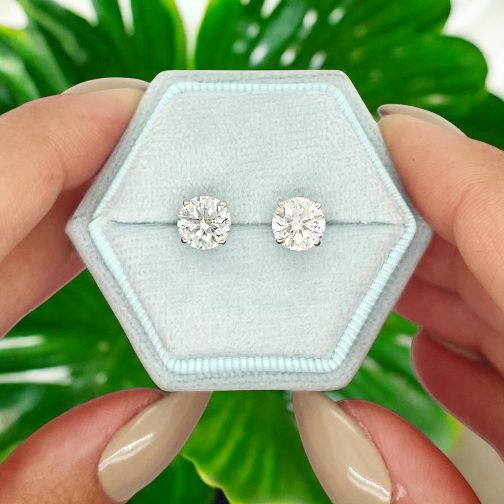 Orecchini a perno in argento Sterling placcato oro bianco, opali, 3-8 mm, ipoallergenici (pois blu, 4 mm), 4 mm, Oro bianco, Opale