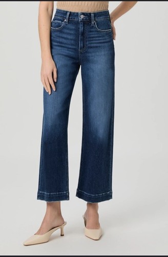 PAIGE Anessa Jeans 26 High Rise Wide Leg Cropped Dark Wash