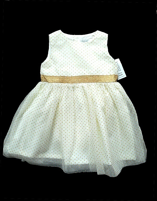 Girls NWT Just One You Carters Sparkle Gold Party Dress 12 mos Party NEW