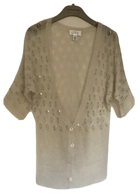 Ann Taylor Loft superweiche bestickte Strickjacke S