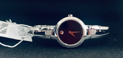 $995 MOVADO AMOROSA 0607154 BLACK DIAL STAINLESS STEEL  display picture 2