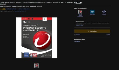 Trend Micro - Internet Security (3-Device) (6 Month Subscription)