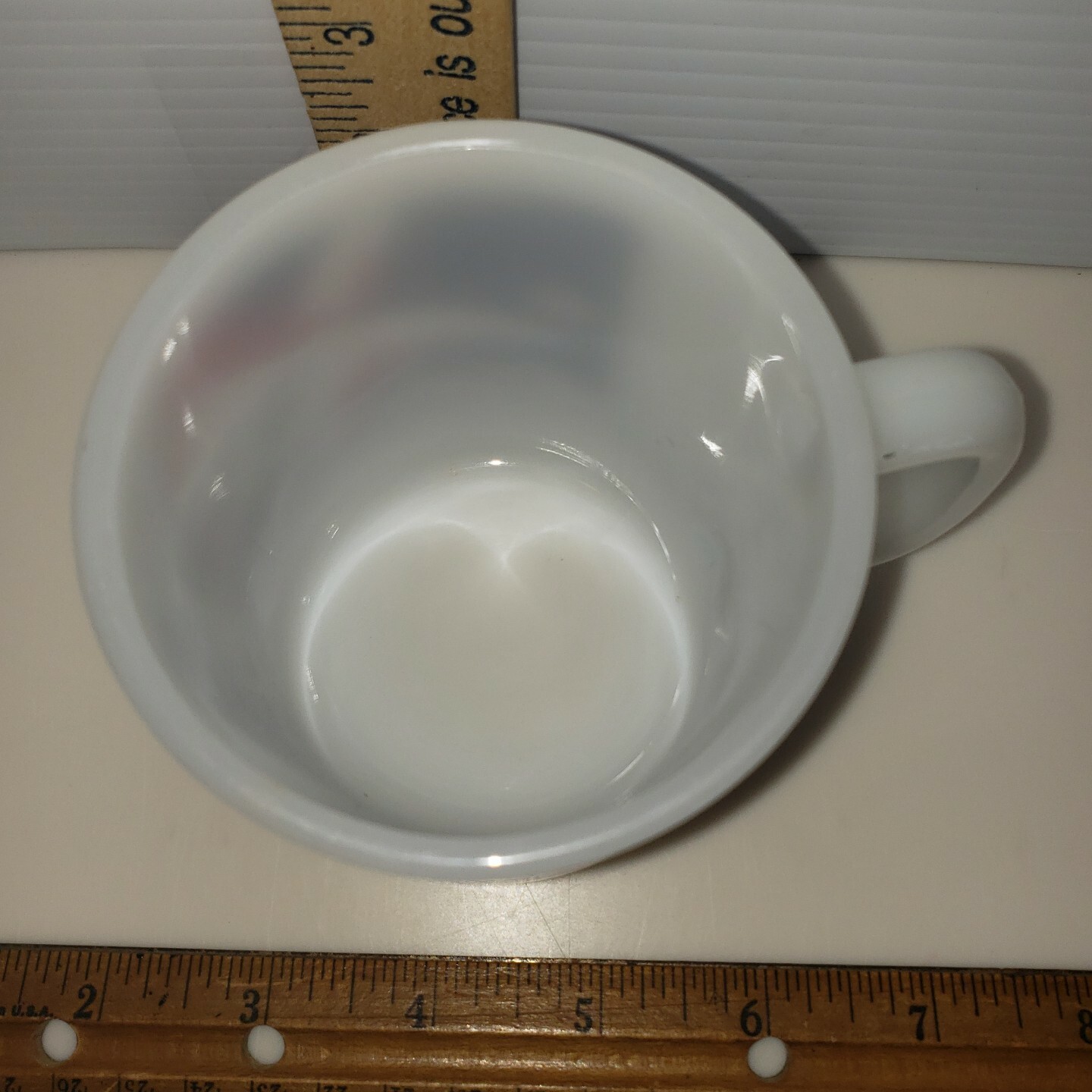 RARE Vintage Glasbake Mug Spaceship Space Rocket Mission Milk Glass Coffee Tea 