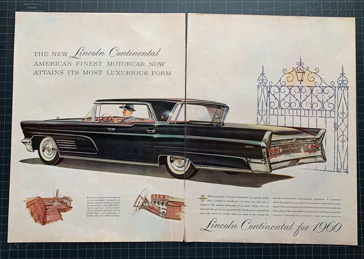 リンカーン・コンチネンタル　アンティークポスター Vintage 1960 Lincoln Continental 2-Page Print Ad | eBay