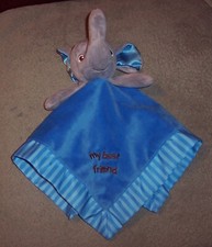 GARANIMALS Baby Lovey Blue Blanket Elephant Rattle My Best Friend Sized 14"x 14"