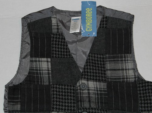 5 6 NWT Gymboree FESTIVE HOLIDAY Black Patchwork VEST 5/6 Boys S - Picture 2 of 2