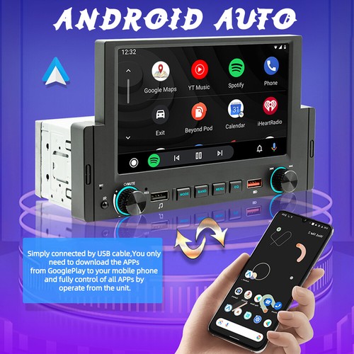 Auto Stereo Radio 6,2" 1DIN Apple Carplay Android Touch Screen Auto MP5 BT Lettore - Foto 4 di 13