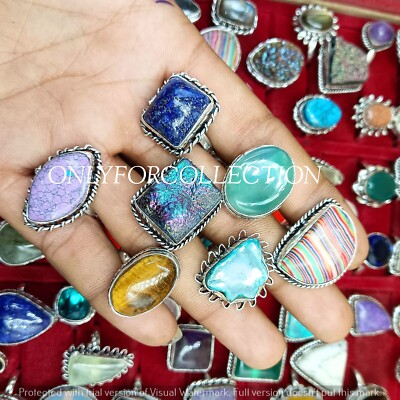 Charoite Mix Gemstone 925 Sterling Silver Plated Wholesale Lot Rings  Jewelry