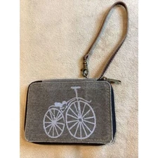Mona B Vintage Bicycle Cruiser Zipper Clutch Wristlet Wallet Zipper