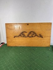 Antique Salvage Wood DOOR PEDIMENT Ornate Applied Carving With Keyhole 28.5x15.5