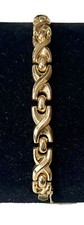 14K Yellow Gold XO Hugs  Kisses Link Bracelet 11mm Puffy Love 17.83g 6.5  