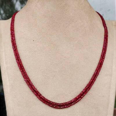 2 row 2x4 MM Dark Red Ruby Faceted rondelle beads Necklace Classic Yoga Energy