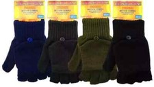 1/2/4/6/Pairs Mens Handy Thermal Fingerless 2 in 1 Mitten Combo Gloves Lot
