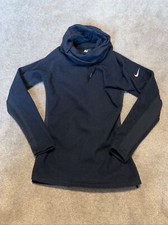 Womens Nike Black Cowl Neck Pullover Sweatshirt Soft Warm Thumb Holes Size Small