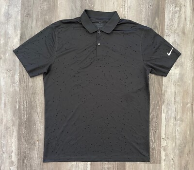 Nike Victory Dri Fit Micro Print Dark Grey Golf Polo Shirt CU9843