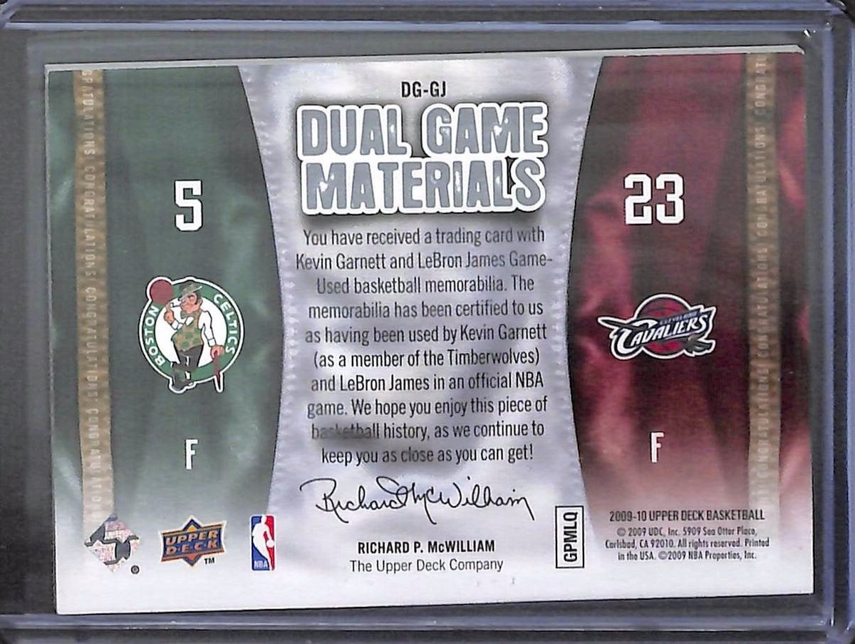 2009-10 Upper Deck Dual Game Materials #DG-GJ Kevin Garnett and