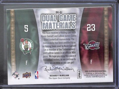 2009-10 Upper Deck Dual Game Materials #DG-GJ Kevin Garnett and
