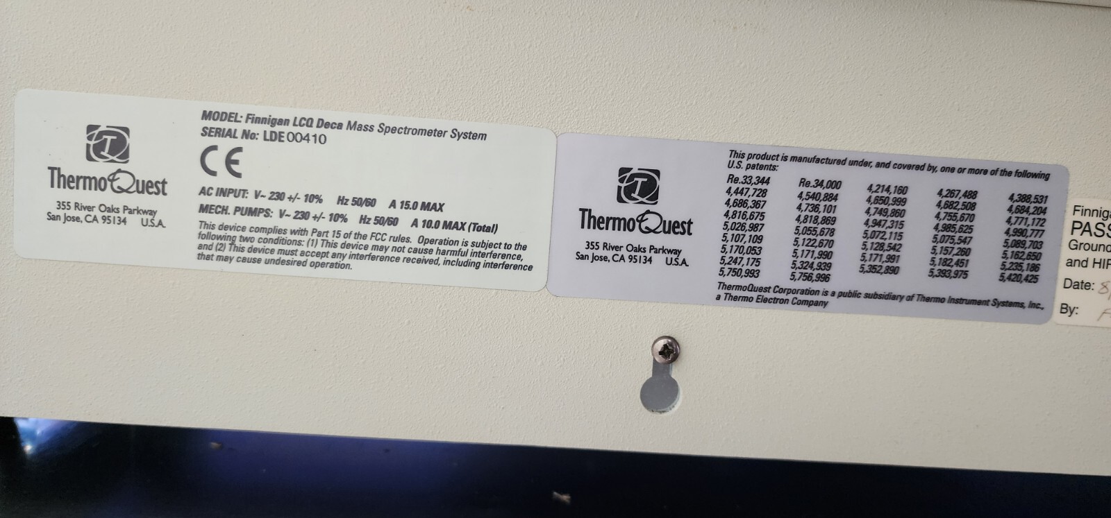 Thermo Finigan LCQ  Spectrometer and Spectrophotometer
