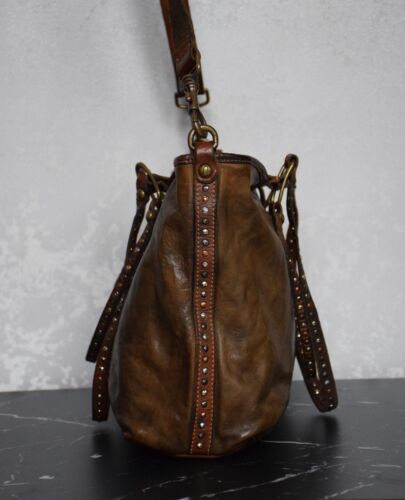 Bolso Bandolera Campomaggi Raro Cuero Marrón Bolso de Mano Marca Hecho en Italia - Imagen 4 de 22