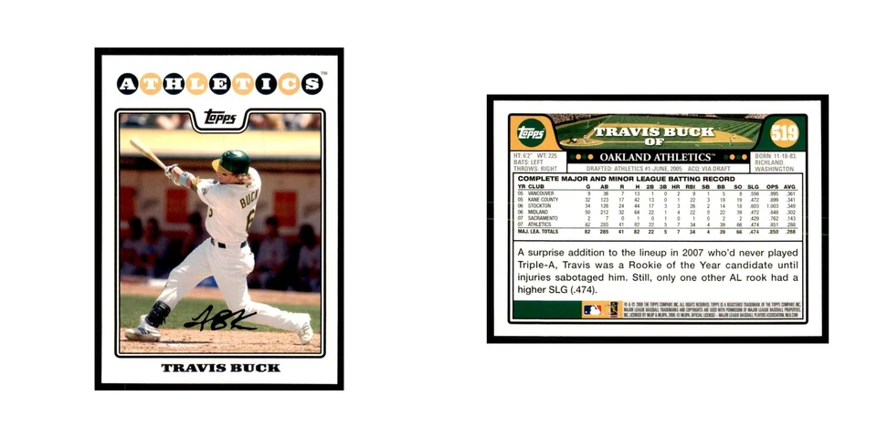 Travis Buck 2008 Topps #519 Baseball Cards Baseball Card NM - Image 3 of 3