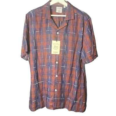 MURANO Baird Mc Nutt Men's Plaid Slim Fit Short Sleeve Shirt  Size Large