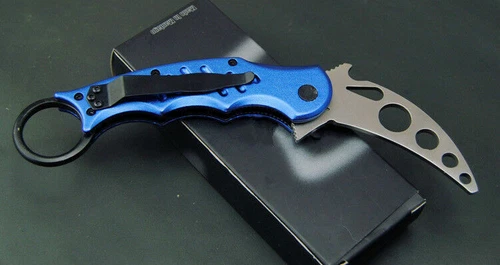 Aluminum Handle Trainer Training Knife Folding Saber New Karambit Metal Blade - Picture 10 of 21
