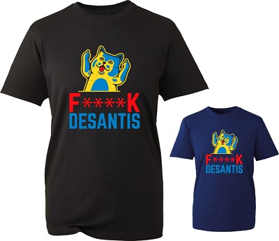 F**k Desantis politisch lustig T-Shirt Katze Mittelfinger Protest Geschenk Unisex Top