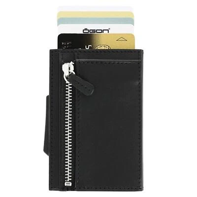 Ögon Cascade Zipper Wallet Kartenetui Kreditkartenetui RFID-safe aus Leder / Alu - Bild 1 von 4
