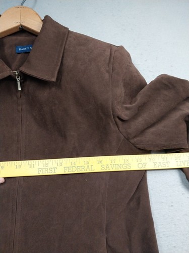 Karen Scott Jacket Womens Size 8 Brown Full Zip Lined Coat with Shoulder Pads - Picture 6 of 7