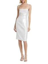 NWT 445 Theory Sequined Square-Neck Slipdress White 4