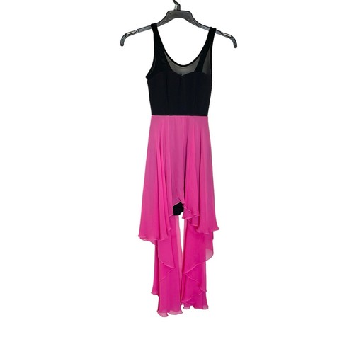 Material Girl Womens Dress Sz XS High Low Overlay Skirt Pink Y2k 80's Graduation - Picture 2 of 16