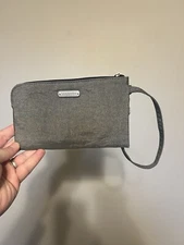 BAGGALLINI grey metallic (holiday) wristlet or attach to YOUR bag~w/RFID~