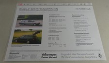 Brochure VW Passat B3 Variant carro funebre di Rappold stand 03/1993