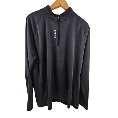 Reebok Shirt Mens XL Long Sleeve Black Microstripe Pullover Speed Wick Active