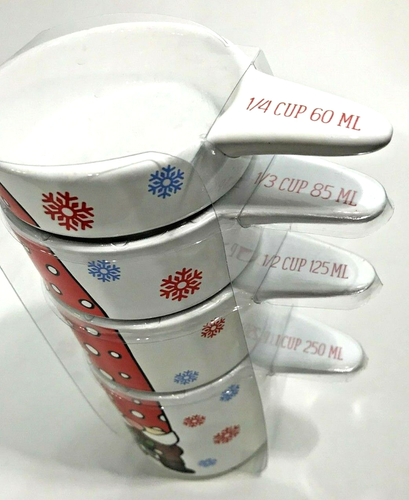 Christmas Stacking Measuring Cups Santa's Elf Ceramic Holidays New - Picture 2 of 5