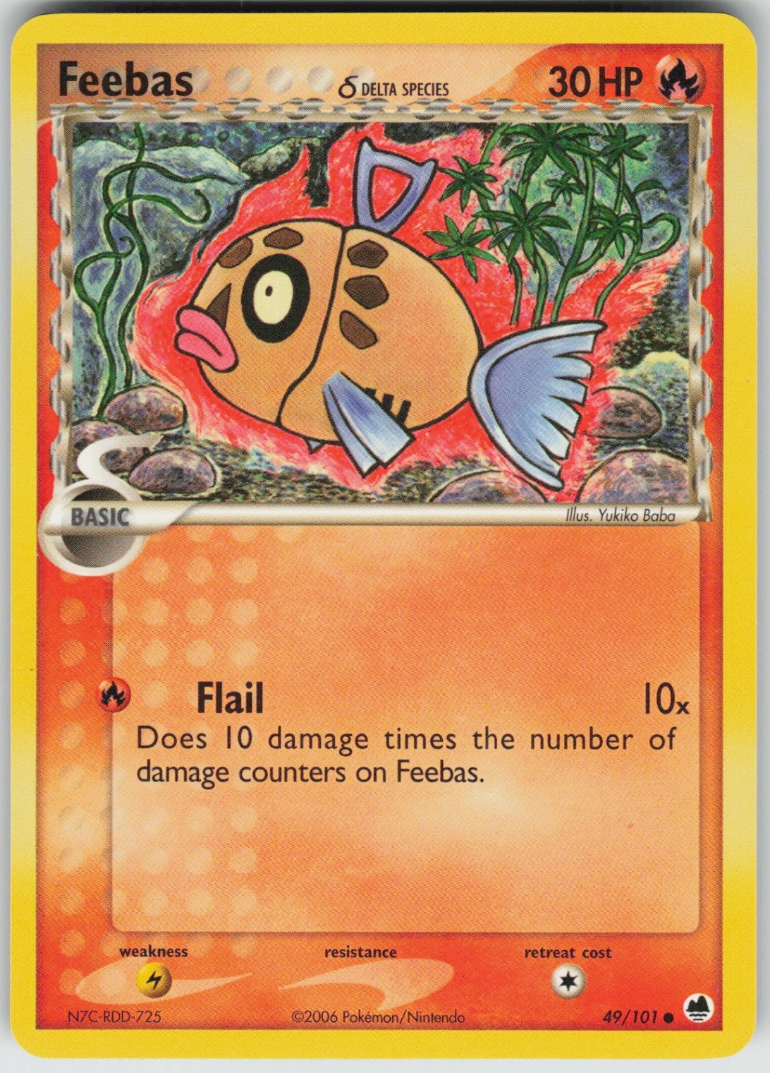 Pokemon Feebas (Delta Species) 49/101 Dragon Frontiers Common NM