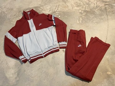 Vintage Nike Gray Red Jacket Pants Sweatsuit Blue Tag Track Suit Size Sm 70s 80s